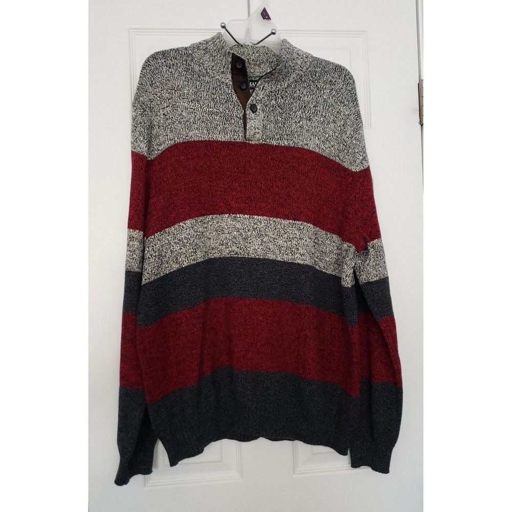 Chaps Mens Pullover Sweater Size‎ XL 3/4 Button front